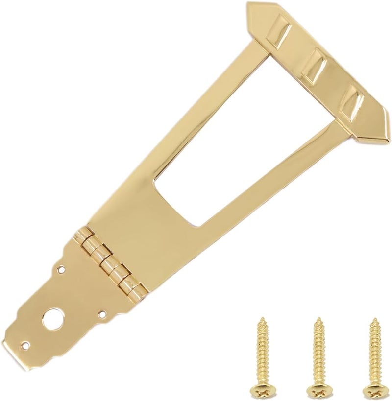 Domofa 6 String Trapeze Tailpiece Bridge Tailpiece for Jazz Archtop Semi-Hollow Guitar Replacement Parts (Gold) - Image 1